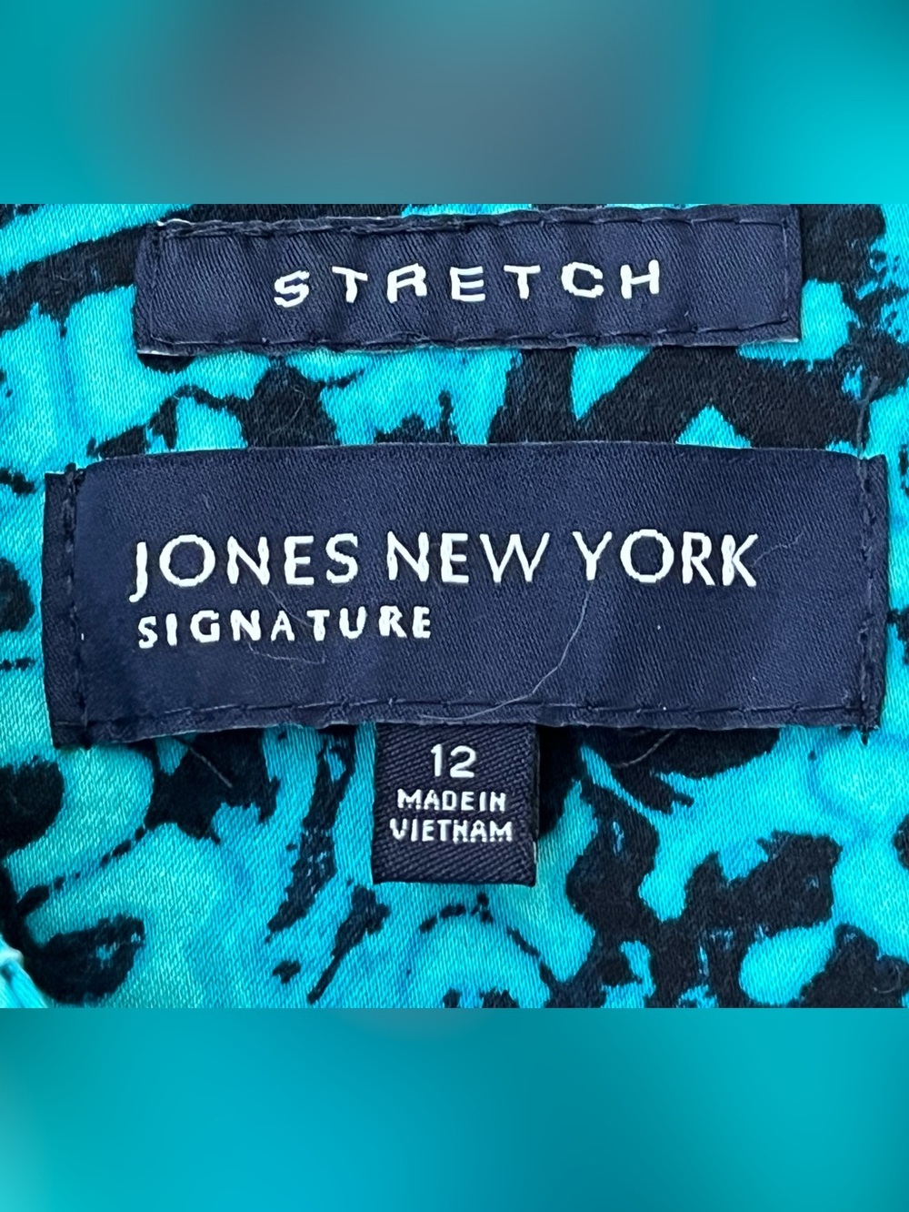 Jones New York Teal and Black Paisley V-Neck Midi Dress Size 12 - Picture 8 of 10